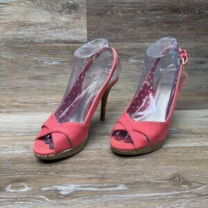 Christian Soriano Coral Letoile Slingback Peeptoe Cork Stiletto Women's Size 7
